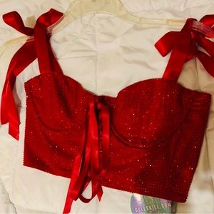 Dolls Kill Red Rhinestone Wizard of Oz top size medium.